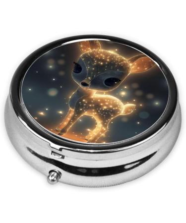 Glowing Cute Fawn Portable Metal Pill Box - Round 3-Compartment Design for Small Pills | Perfect Travel Accessory - Buy Online on GoSupps.com