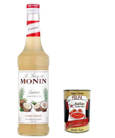 Monin 3-pack of coconut syrups for coffee and bar coconut syrup 0.7 l + Italian Gourmet Polpa 400 g