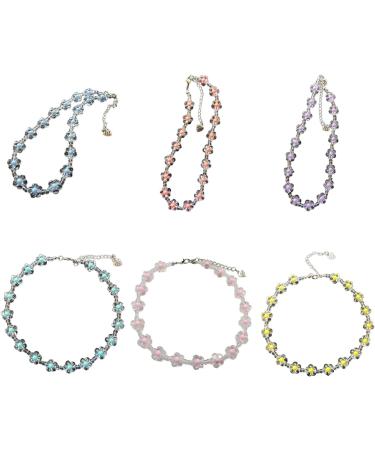 VSilay Colorful Beads Chain Choker Necklace - Trendy Rainbow Flower Neck Jewelry for Fashionable Outfits | International Shipping - Buy Online on GoSupps.com