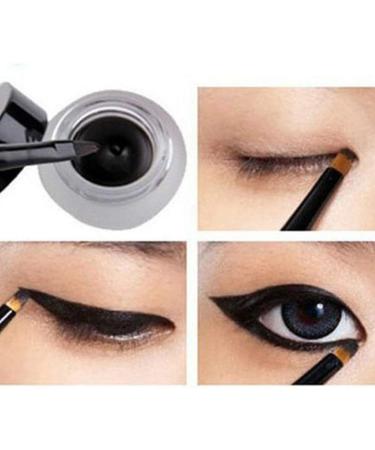 Hilai Waterproof Eyeliner Gel Cosmetic Lasting Liner Gel Long Lasting Eyeliner Cream Makeup Cosmetic Gel with Brush (Black 0.18 oz. / 5g) - Buy Online on GoSupps.com