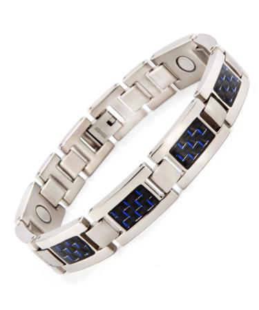 N+Nitrolube Titan Magnnet Arm Band for Men Strong Magnetism Magnet Field Therapy Arthritis Arm bands with blue coal fiber (22cm silver) 22cm silver