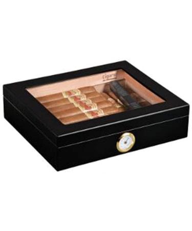 Smoking Set/Cigar Accessories Cigar Box Cigar Moisturizing Humidity Cigar Seasoning Box Cigar Cabinet Cigar Decorative Box Black 25.9*22.1*6.6cm