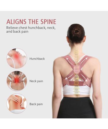 KONCL Adjustable Posture Corrector for Women & Men - Neck Hump Back Straightener Pain Relief Hunchback Correction Under Clothes (Pink Large - Buy Online on GoSupps.com