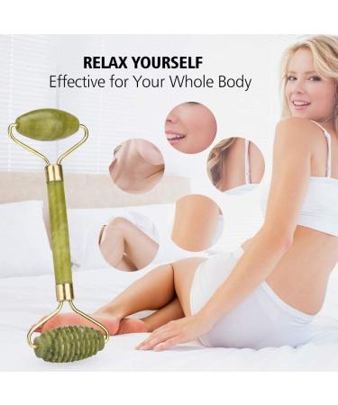 Jade Roller for Face facial roller Jade Roller Face Massager Facial Skin Care Tool Reduces Wrinkles and Tightens Skin Natural Real Jade Stone for Face Eye Neck Body (5 in 1) - Buy Online on GoSupps.com
