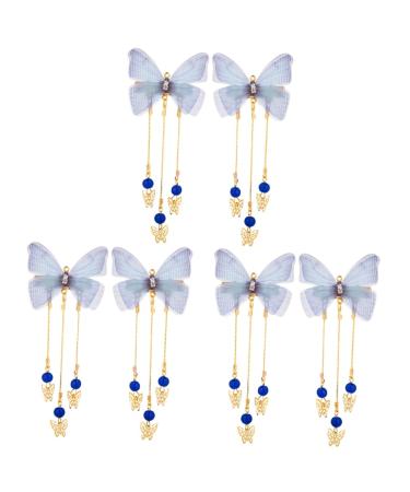 FRCOLOR 3 Pairs hanfu butterfly headdress tassel hair clips kimono hair accessories hair barrettes hairpin with tassel hanfu hair clip fabric hairpin jewelry temperament child alloy