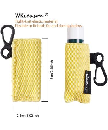 Set of 4 Lip Balm Holder Keychain Clip-On Sleeves - Elastic Lipstick Pouch in Beige/Pink/Yellow/Purple - Buy Online on GoSupps.com