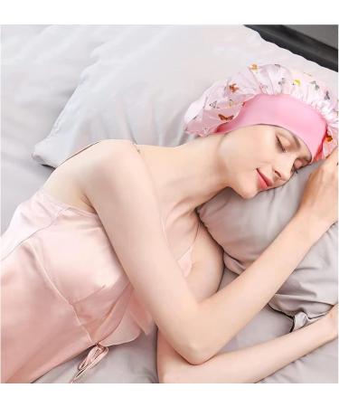 Arqumi Large Silk Bonnet 2PCS - Adjustable Satin Hair Wrap for Sleeping - Elastic Stay On Head - Women's Hair Care - Black & Pink - Buy Online on GoSupps.com