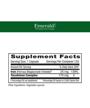 Emerald Labs Gentle Iron 25mg - Non-Constipating Energy Booster - 120 Capsules - Buy Online on GoSupps.com
