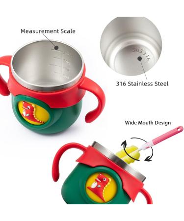 Stainless Steel Toddler Sippy Cup with Straw - Dinosaur Tumbler 9oz Blue - Buy Online on GoSupps.com