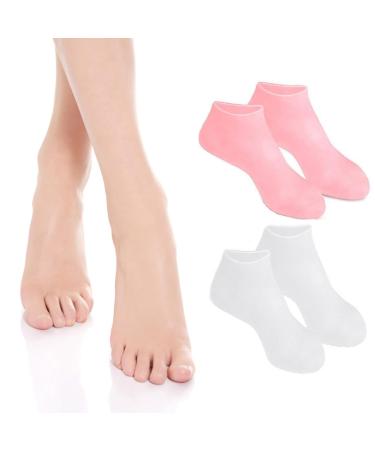 Silicone Socks Moisturising Socks - Foot Moisturiser Socks - Foot Spa Socks for Women - Beach Protective Socks - Eexfoliating Socks - Silicone Heel Protectors for Dry Cracked Feet(2 PCS)