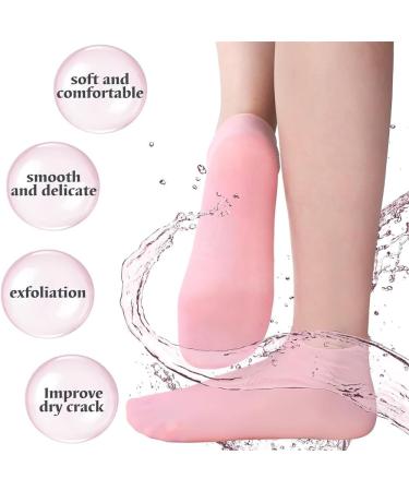 Tofern 2-Pairs Silicone Pedicure Socks for Women - Moisturizing and Softening, Pink - Buy Online on GoSupps.com