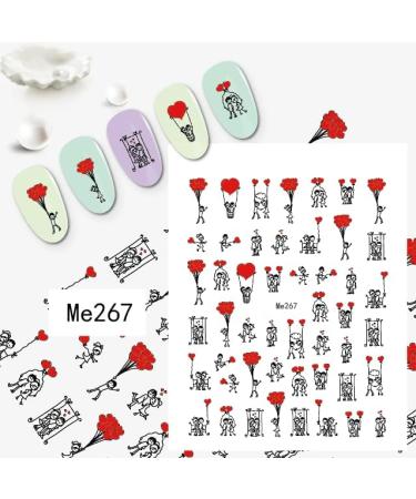 JMEOWIO 10 Sheets Black Heart Nail Art Stickers Decals Self-Adhesive Valentines Nail Supplies Nail Art Design Decoration Accessories - Buy Online on GoSupps.com