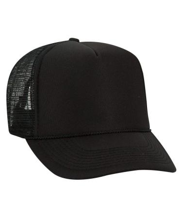 OTTO Polyester Foam Front 5 Panel High Crown Mesh Back Trucker Hat One Size Black