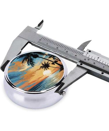 Tropical Sunset Mini Round Pill Box | 3 Compartment Portable Pill Organizer for Travel Home & Office - Buy Online on GoSupps.com