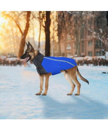 Slowton Winter Dog Coat | Waterproof & Adjustable Outdoor Jacket for Small & Medium Dogs - Warm Polar Fleece with Turtleneck Scarf & Reflective Stripes (Size S Blue) - Buy Online on GoSupps.com