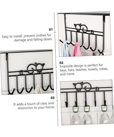 HOOTNEE 7 Door Hook Office decore Cabinet Decor Stainless Steel s Hooks Coat Racks Storage Rack Strip 42X22CM Black - Buy Online on GoSupps.com