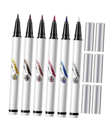 DOITOOL 6pcs Red Eyeliner Pencil Colored Liner Girls Colorful Eyeliner Pen Cosmetic Liquid Eyeliner Make up