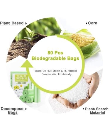 80 Count 1.2 Gallon Small Biodegradable Garbage Bags - Eco-Friendly Compostable Trash Can Liners - Buy Online on GoSupps.com