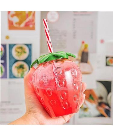 Kawaii Water Bottle with Straw 17 Oz Cute Strawberry Shaped Water Bottle Kawaii Drinking Cups for Girls Women - Buy Online on GoSupps.com