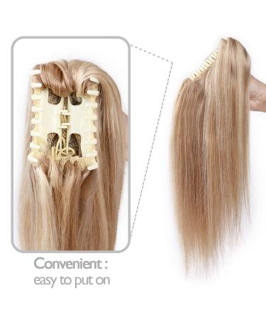 Buy Elailite Real Hair Ponytail Extensions 55cm 120g - Remy Smooth #12/613 Golden Brown & Bleached Blonde Hair Parts with Clamp - Buy Online on GoSupps.com