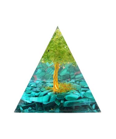VNSTKWW Orgone Pyramid Crystal Healing Chakra Pyramid for Protection Balancing Positive Energy Turquoise Pyramid Emotional-Negativity Removal Stone Clear Quartz Crystal Point for Meditation