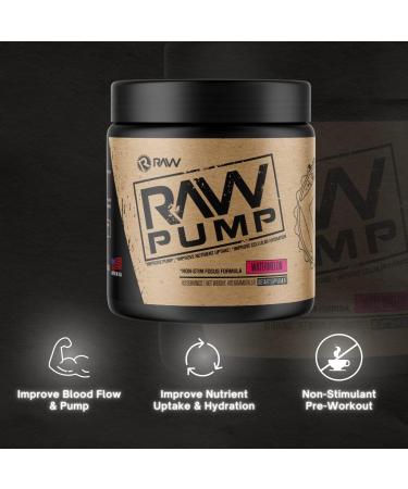 RAW Pump Stim-Free Pre Workout Powder | Nitric Oxide Booster Supplement for Powerful Pumps | Watermelon Flavor (40 Servings) - Buy Online on GoSupps.com