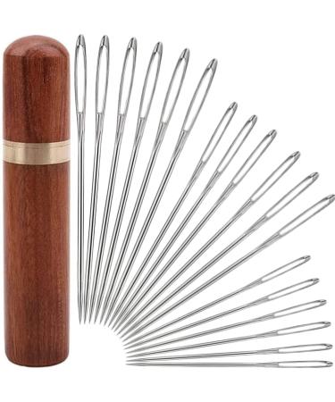 Leather Big Eye Needles, 20pieces Leather Needles Large Eye Needles Blunt Needle with Sewing Needle Case for