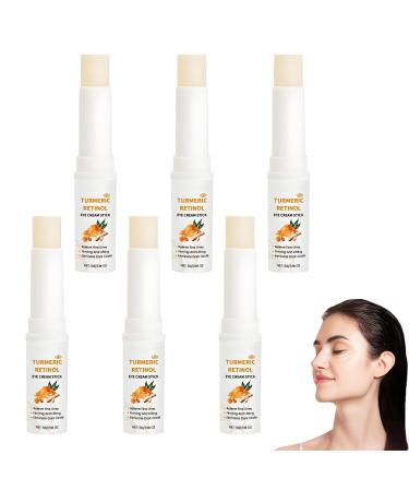 homomdy Turmeric Retinol Eye Cream Stick For Dark Circles and Puffy Eyes Anti Wrinkle Eye Cream Reduces Fine Lines Antiaging Firming and Lifting Deeply Moisturizing 6pcs