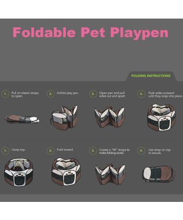 Enkarl Portable Foldable Pet Playpen with Carrying Bag, Travel Bowl, and Mesh Shade Cover - Large Pink Exercise Pen for Dogs/Cats/Rabbits - Indoor/Outdoor Water-Resistant - Buy Online on GoSupps.com
