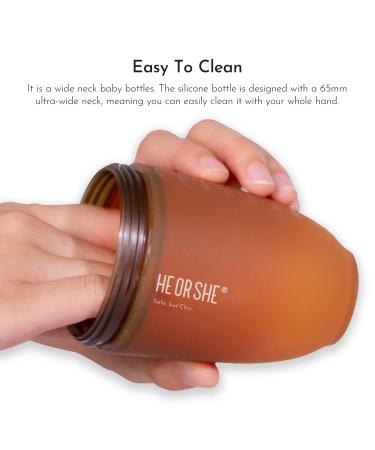 HEORSHE Silicone Anti Colic Baby Bottle 5oz - BPA-Free, Medium Flow, Easy to Clean - Black Ounce Bottle with Dust Cover for Newborns - Buy Online on GoSupps.com