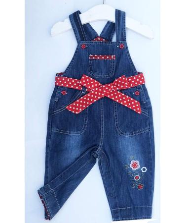 Peacolate Baby Girls Overalls with Belt - Red Jumpstuit for 18-24 Months (6M-3Y) - Buy Online on GoSupps.com