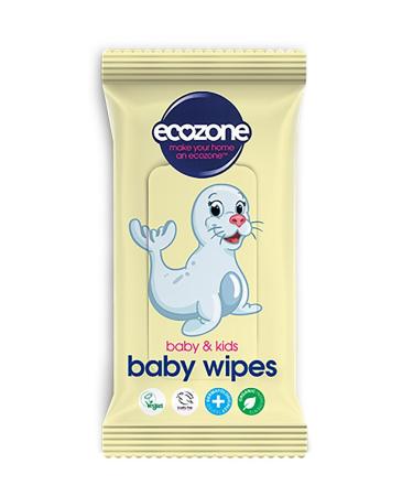 Ecozone Organic Baby Wipes 55 Wipes Paraben Free SLS/SLES Free PEG/PPG Free Silicone Free Organic Ingredients Palm Oil Free Dermatologically Tested Vegan Cruelty Free. White