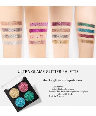 AKARY 4-Colors Glitter Eyeshadow Palette - Ultra Pigmented Long Lasting & Waterproof Mini Makeup for Stunning Eye Looks | Shop Internationally - Buy Online on GoSupps.com