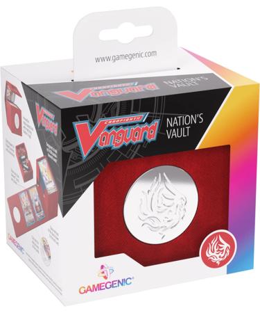 Gamegenic Cardfight!! Vanguard Nation's Vault | Premium Deck Box | Holds up to 50 Double-Sleeved Cards | Extra Drawer for Power Counters and Accessories | Dragon Empire - Red Color | Made Red - Dragon Empire