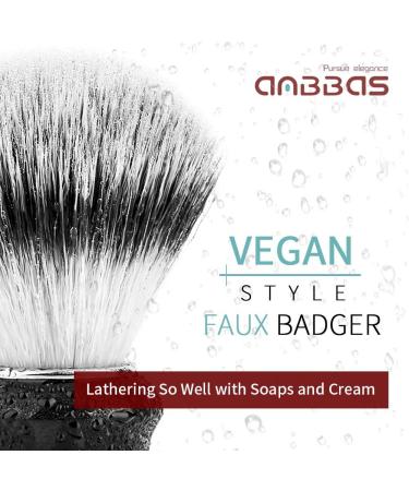 Anbbas 3in1 Vegan Synthetic Badger Hair Shaving Brush Set - Stainless Steel Bowl & Brush Holder Stand for Men in Silver - Buy Online on GoSupps.com