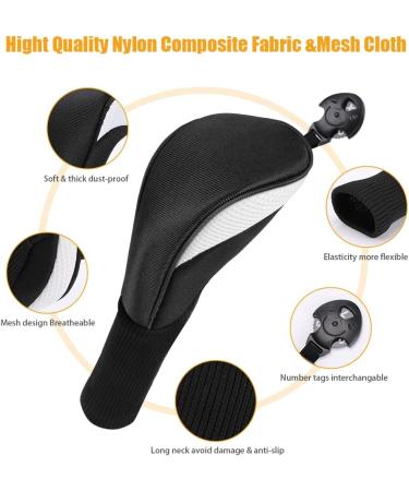Lybile Golf Club Head Covers Set - 4Pcs Long Neck Mesh Headcovers for Woods, Driver, Hybrids - Black with Interchangeable No. Tags - Buy Online on GoSupps.com