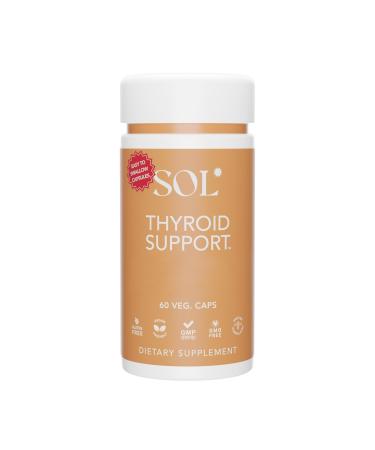 Sol Nutrition Thyroid Support Supplement - Advanced Thyroid Health Support Metabolism Booster Mental Clarity - Ashwagandha Ginger Adaptogens Magnolia Bark Turmeric Blend - 60 Veggie Capsules