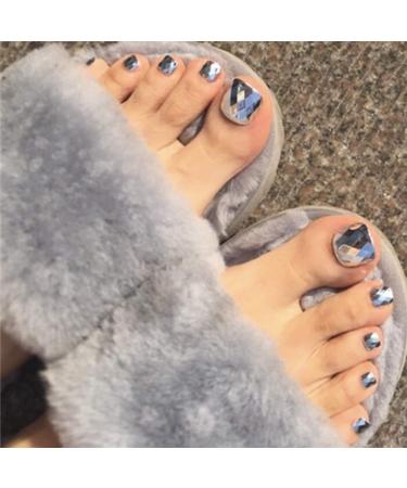 Sethexy Rhombus Mirror False Toenail Art Tips - 24 PCS Full Cover Shiny Fake Toenails for Women & Girls - International Shipping - Buy Online on GoSupps.com