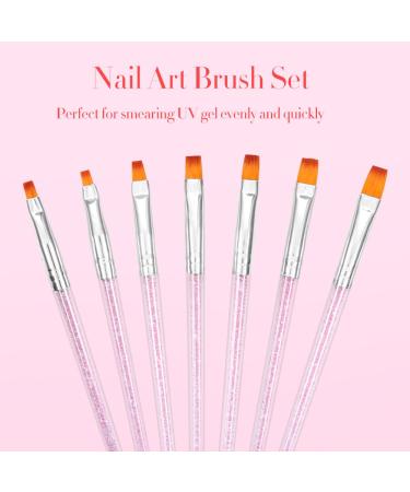 7pcs Acrylic Nail Art Brush Set - Flat Liner & UV Gel Brushes for 3D Designs | International Shipping Available - Buy Online on GoSupps.com