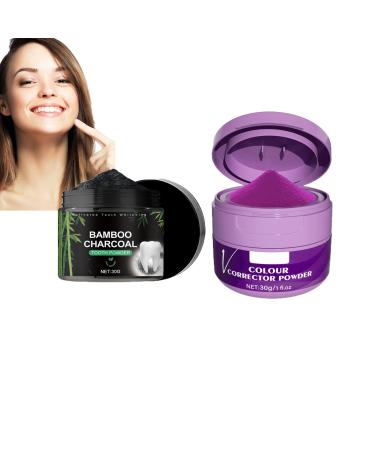 Dyceittdia 2PCs tooth whitening powder 30g bamboo coal tooth powder+30g V34 Whitening tooth powder tooth cleaning powder cleans stains and tartar fresh breath toothpastes (07)
