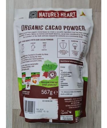 Organic Cacao Powder 567g Natures Heart Superfoods Terrafertil Vegan - Buy Online on GoSupps.com