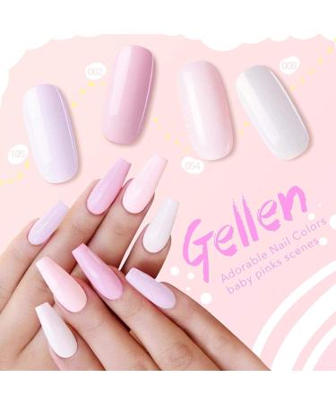 Gellen Baby Pinks Colors Gel Nail Polish Set - Pure Adorable 6 Colors Soak Off UV Home Gel Manicure Kit Baby Pinks Series - Buy Online on GoSupps.com
