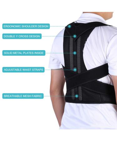 Men Adjustable Posture Corrector Strap Shoulder Lumbar Waist Spine Brace Pain Relief Posture Pedic Belt Black - Buy Online on GoSupps.com