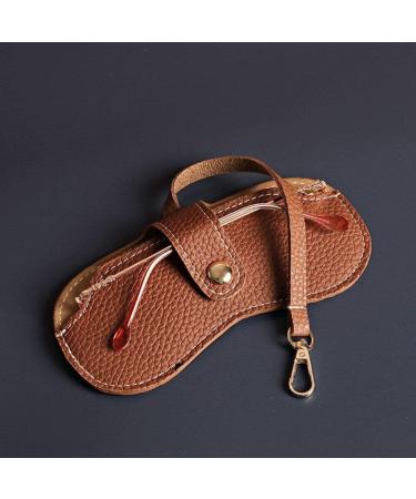 Vintage Leather Eyeglasses Case Holder | Portable Slim Sunglasses Pouch | Soft Glasses Bag for Men & Women - Brown - Buy Online on GoSupps.com