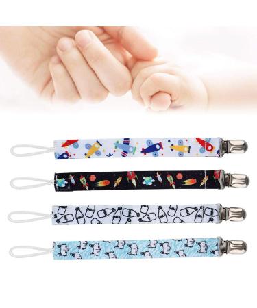 4 Pieces Baby Pacifier Clip Chains - Teether & Nipple Holder Leash | Ideal Baby Shower Gift | Shop Internationally - Buy Online on GoSupps.com