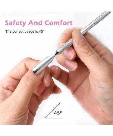 Stain Steel Double-end Cleaner Manicure Pedicure Cuticle Pusher Portable(B) - Buy Online on GoSupps.com