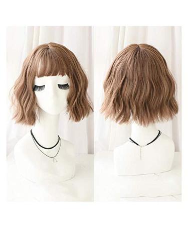 BGHJUE Wig Short Wavy Bob Lace Front Human Hair Wigs 9 Inch 25cmHoneypuddingcolor Dark Brown25cm