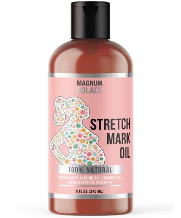 Magnum Solace Stretch Mark Oil for Pregnancy  100% Natural Belly Oil for Pregnancy with Cocoa Butter Oil, Almond Oil for Skin  Alternative to Stretch Mark Cream for Pregnancy