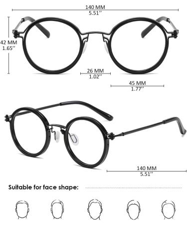 Koosufa Round Progressive Multifocal Anti-Blue Light Reading Glasses for Men & Women - Retro Metal Frame - Visual Aid for Work - Available in 1.0 to 4.0 Strengths - Buy Online on GoSupps.com