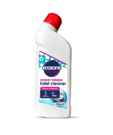 Ecozone Toilet Cleaner Gel Removes Limescale Fresh Ocean Breeze Fragrance 3-in-1 Anti Bacterial Eco Bathroom Formula Naturally Gently Cleans and Freshens Bleach Free Vegan Friendly (750ml)